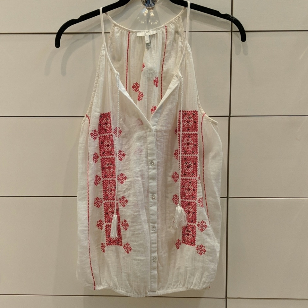 Joie cotton guaze embroidered top